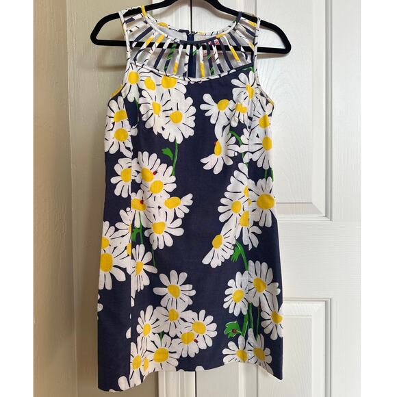 Lilly Pulitzer Originals White Tag Dress Size 2 Navy Daisy Floral Sleeveless - Picture 1 of 7